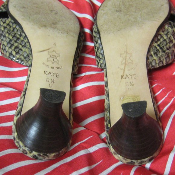 ❤️BRIGHTON Kaye Python Snake Print Leathe Silver Accent Slide Sandals Shoes 8.5 - Picture 5 of 5